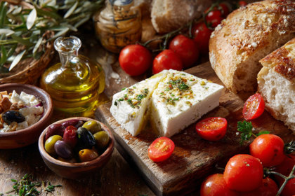 Vecteezy Greek Food With Olives Tomatoes Bread And Olive Oil 71102554
